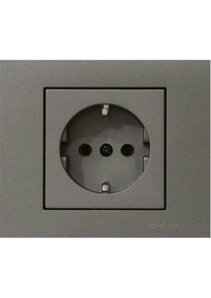 Grano Antrasit Topraklı Priz + Çerçeve