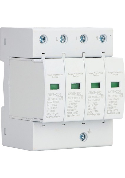 Aşırı Gerilim Koruyucu Pc Kabuk Görsel Pencere Yalıtımlı Terminal Tak-Çıkar Tasarım Ac Koruyucu Parafudr Cihazı Beyaz 200KA 4p 385V (Yurt Dışından)
