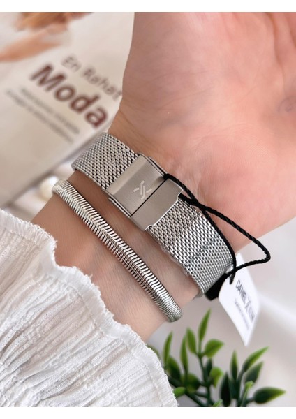 Çelik Kordon 3 Atm Suya Dayanıklı Özel Tasarım Kadın Kol Saat+Bileklik VS.BLKT.0446 modelleri