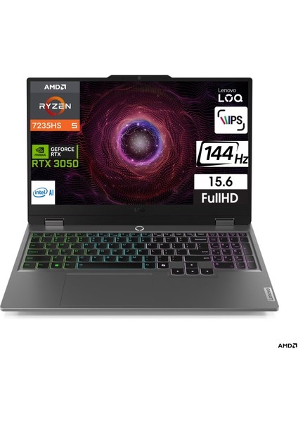 Loq 15ARP Ryzen 5 7235HS 24 GB 1 TB Nvidia RTX3050 15.6" Full Hd Windows 11 Pro Taşınabilir Bilgisayar 83JC00DYTRCB1