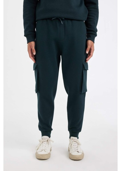 Regular Fit Jogger Eşofman Altı Kargo Cepli Basic Düz Beli Bağcıklı Lastikli Paça Y5533AZ24AU