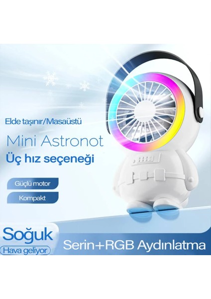 Ally Şarjlı Astronot Fan Vantilatör Taşınabilir El - Masa Üstü Vantilatör 15 - MBN6435-9976