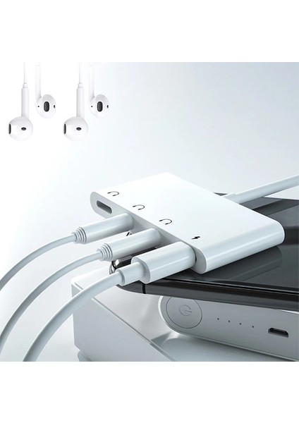 Ally Iphone 14-13-12-11 4in1 Otg Ses Adaptörü Çift Dc 3.5mm JACK-(5775) - MBN3836-8392