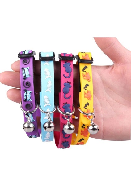 Çıngıraklı Zilli Sevimli Renkli Slikon Kedi Köpek Boyun Tasması (5047)