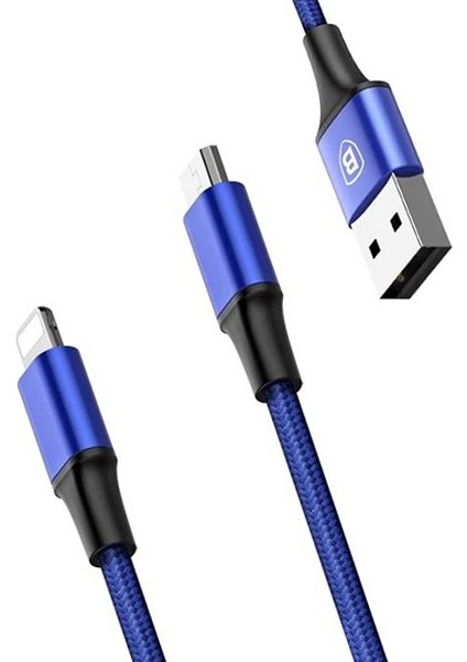 Baseus Rapid Series 2in1 Iphone+ Micro USB 3.0A USB Kablo Şarj 120CM-(5775) - MBN9627-4910