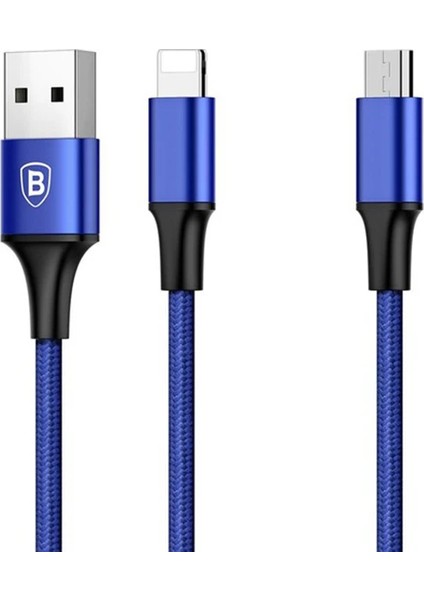 Baseus Rapid Series 2in1 Iphone+ Micro USB 3.0A USB Kablo Şarj 120CM-(5775) - MBN9627-4910