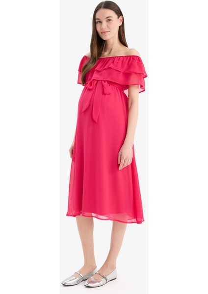 Kısa Kollu Uzun Boy Hamile Elbise B1074AX24SM