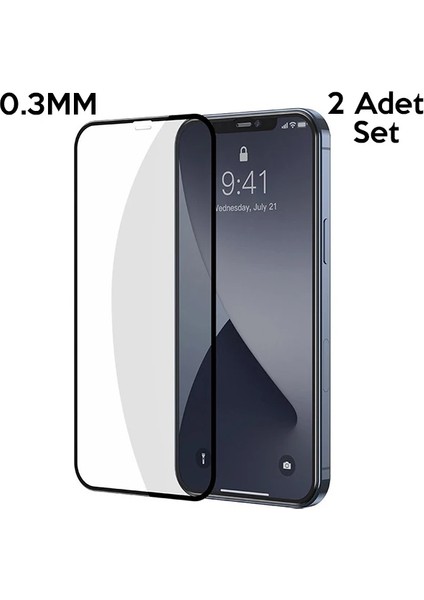 Baseus Iphone 12-12 Pro 6.1 0.3mm 3D Full Tempered Cam Ekran Koruyucu 2ADET Set-(57 - MBN9029-1714