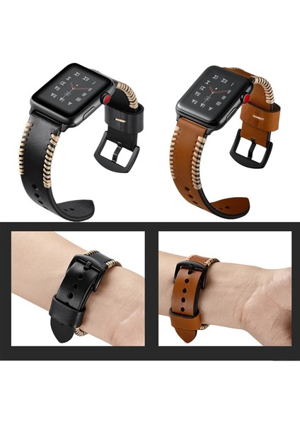 Ally Apple Watch Ultra 49MM 7-8 45MM 6-5-4 44MM Hakiki Deri Kordon Kayış 3-2-1 42M - MDE9929-8788