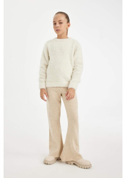Kız Çocuk Flare Fit İspanyol Paça Basic Düz Triko Pantolon A6029A824WN fiyatları