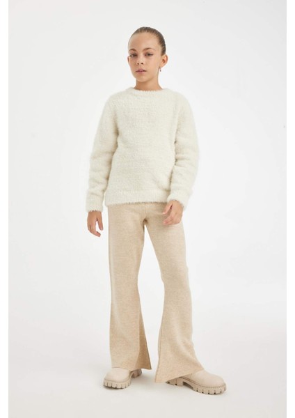 Kız Çocuk Flare Fit İspanyol Paça Basic Düz Triko Pantolon A6029A824WN fırsatları