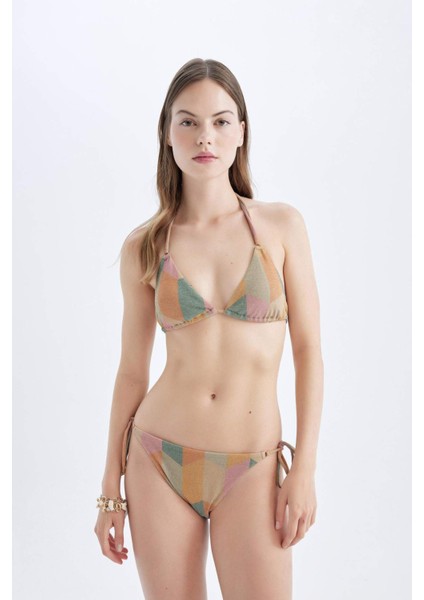 Regular Fit Desenli Bağcıklı Bikini Altı-Fall in Love D2650AX24HS