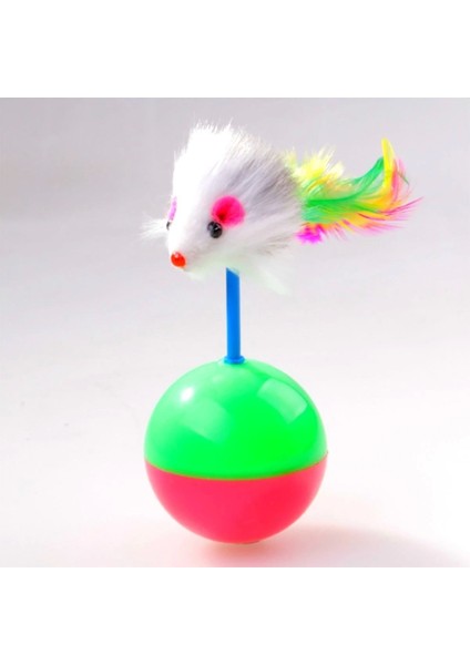 Kedi Oyun Topu Tüylü Fareli Hacı Yatmaz Eğitici Yavru Kedi Fare Kovalama Oyuncağı (5047) fırsatları