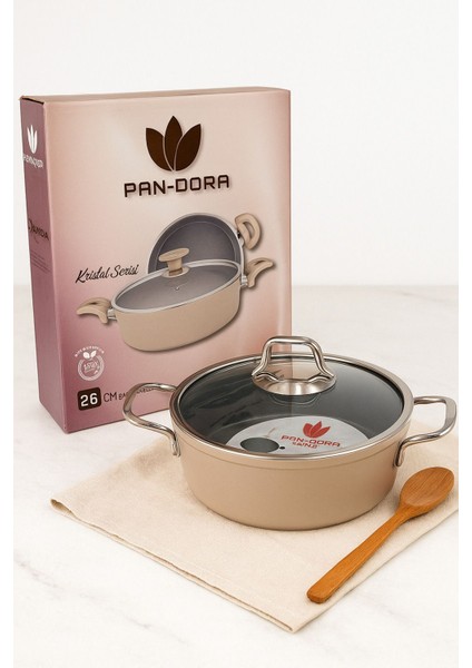 Pan-Dora 26 cm Kristal Döküm Basık Pilav Tenceresi – Yapışmaz, Yanmaz
