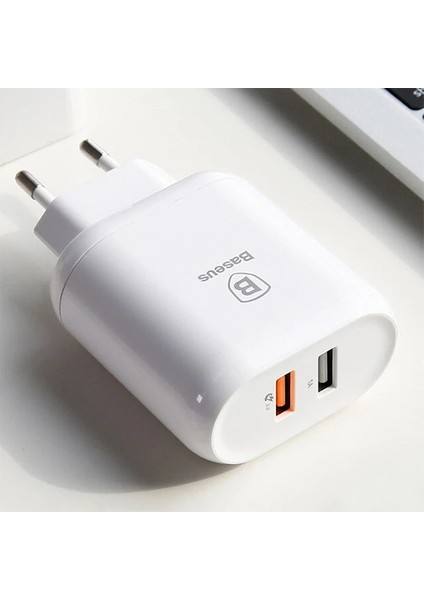 Baseus Bojure Series Dual-Usb Qc 3.0 18W Hızlı Şarj Aleti BAŞLIK-(5775) - BKS2965-3611 fiyatları
