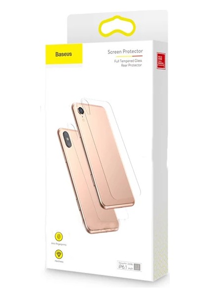Baseus Iphone Xr 6.1 Ön Arka Full Kaplama Şeffaf Kırılmaz Cam Koruyucu 0.3mm-(5 - FKU3763-5039