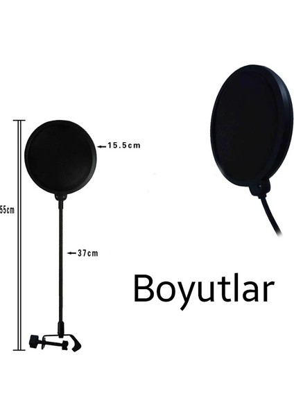 Ally Çift Katman Stüdyo Için Mikrofon Pop Filtre YOUTUBER-(5775) - BKS9086-2064
