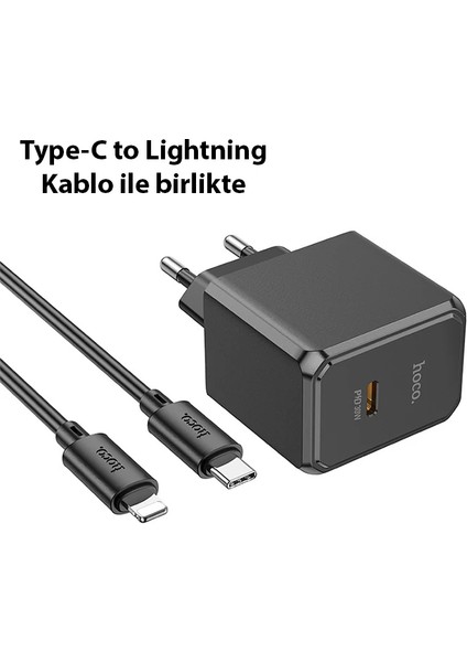 Hoco CS15A 30W Type-C Şarj Aleti + Type-C To iPhone Lightning Kablo SETI-(5775) - BKS9491-9179
