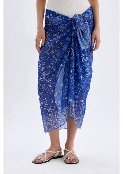 Regular Fit Desenli Vual Pareo-Fall in Love D2745AXNS