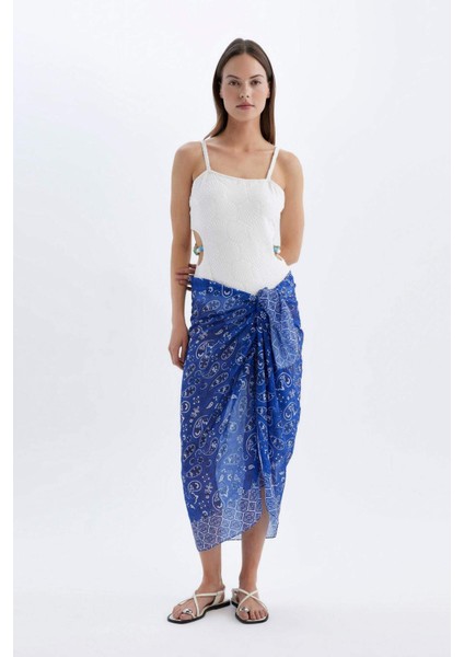 Regular Fit Desenli Vual Pareo-Fall in Love D2745AXNS fiyatları
