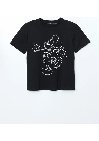 Xsıde Bisiklet Yaka Mickey Mouse Baskılı Kadın Tişört (S5) indirimleri