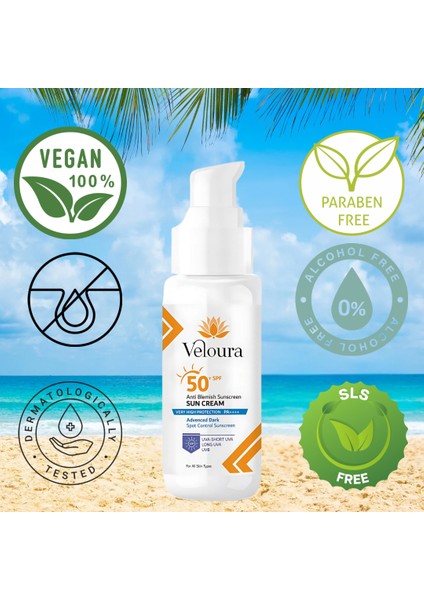 Güneş Kremi 50SPF Yüksek Koruma Uv-A Uv-B Koruma Anti Blemish Uzun Süreli Nem 75Ml