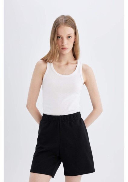 Regular Fit Normal Bel Basic Düz Bermuda Şort U4570AZ24HS