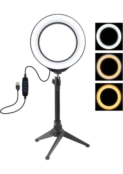 Puluz 6.2cm PKT3032 LED Işık 16CM Stand Youtubercanlı Yayın Selfie Tiktok Makeup - GMS2843-9996