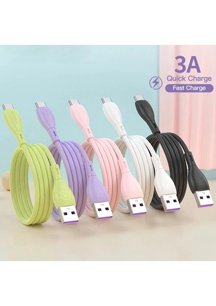 Kuulaa Liquid Silicone USB Type C Qc3.0 Hızlı Şarj Kablosu 1METRE-(5775) - BKS3690-1404