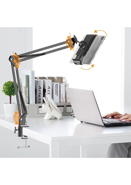 Ally Ayarlanabilir 360 Derece Teleskopik Metal Masa Üstü Telefon Tablet Tutucu-(57 - MBN1606-1004