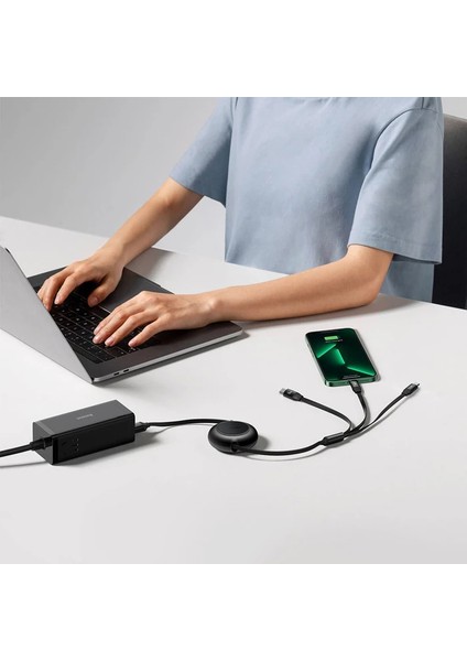 Baseus 66W Makaralı 3in1 Type-C + Lightning + Micro USB Kablo Hızlı Şarj Kablosu - AGT8577-3824