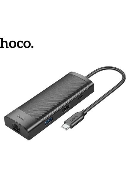 Hoco HB44 Type-C To HDMI + RJ45 + 100MBPS + Sd/tf + Usb3.0 + Usb2.0 Pd + 4K 30Hz Hub - FKU1737-4846