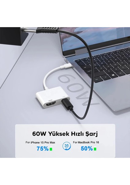 Ally Iphone 15 Type-C To Type-C + HDMI Çevirici Kablo Dijital Av ADAPTÖRÜ-(5775 - MBN2339-7475