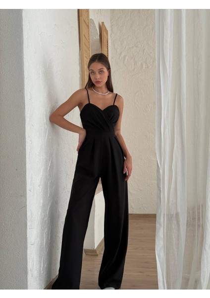 Kadın Askılı Beli Vurgulu Bol Paça Tulum modelleri