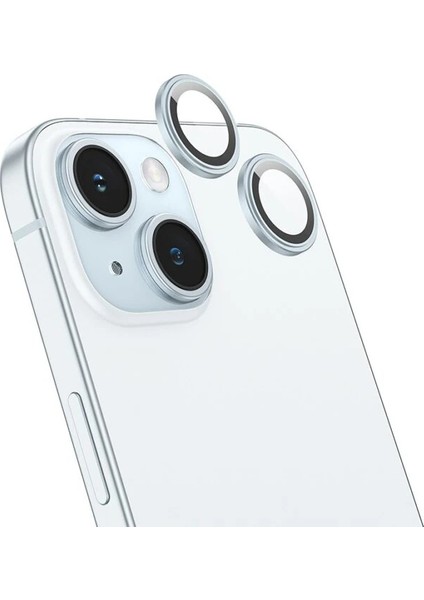 Hoco Crystal Clear iPhone 15-15 Plus Hd 3D Metal Çerçeveli Kamera Koruyucu Lens-(5 - FKU6648-9568