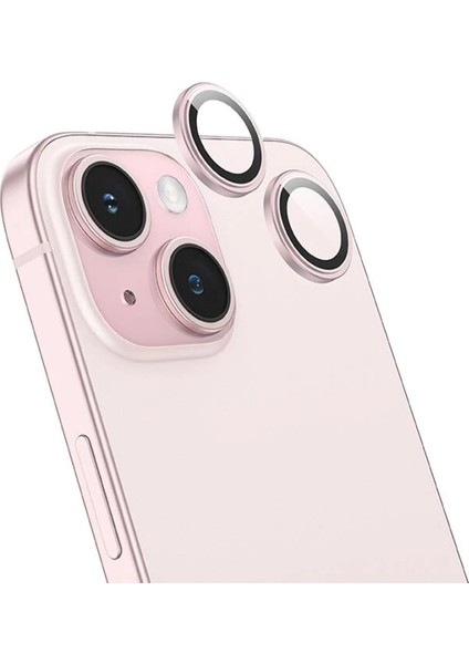 Hoco Crystal Clear iPhone 15-15 Plus Hd 3D Metal Çerçeveli Kamera Koruyucu Lens-(5 - FKU6648-9568 fiyatları
