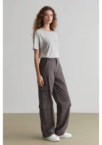 Straight Fit Gabardin Pantolon Kargo Cepli Normal Bel Düz Paça D3762AX24AU fırsatları