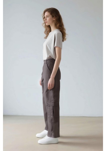 Straight Fit Gabardin Pantolon Kargo Cepli Normal Bel Düz Paça D3762AX24AU indirimleri