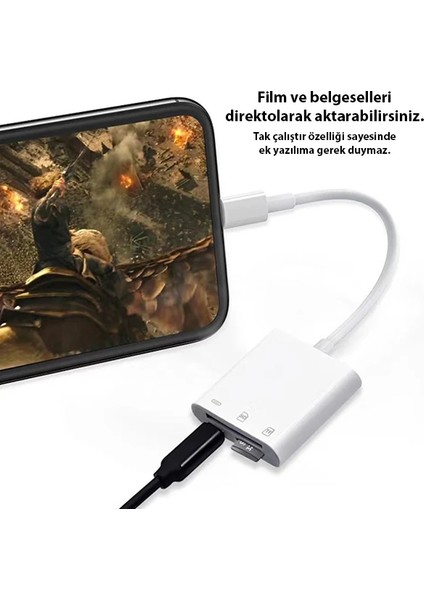 Ally NK-101Y Pro 3 In 1 Iphone Lightning To Sd-Tf Çevirici ADAPTÖR-(5775) - MBN6919-6999