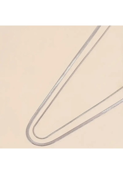 2'li Set Paslanmaz Çelik Yılan Zinciri Kolye Seti – Şık -Modaya Uygun indirimleri