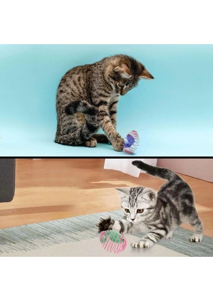Yaylı Metal Fareli Kafes Kedi Oyun Topu Sıçrayan Spiral Kedi Topu (5047) fiyatları