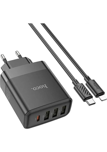 Hoco C127A PD45W(1C3A) Hızlı Şarj Aleti + Type-C To iPhone Lightning Kablo Seti-( - MBN7337-5516