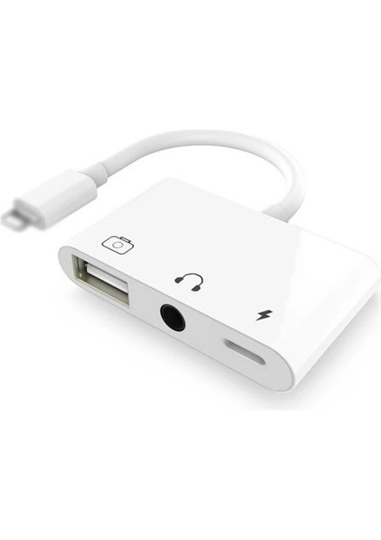 3in1 Iphone-Ipad Lightning To Kulakılık ve USB Kamera Okuyucu OTG-(5775) - MBN4679-5909