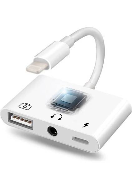 3in1 Iphone-Ipad Lightning To Kulakılık ve USB Kamera Okuyucu OTG-(5775) - MBN4679-5909