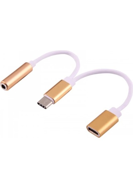 Dual USB 3.1 Type C - Audio 3.5mm Jack Kulaklık Dönüştürücü KABLO-(5775) - BKS9106-1849