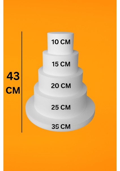 4 Katlı Strafor Maket Pasta - 35 cm Alt Taban - Yükseklik 43 cm
