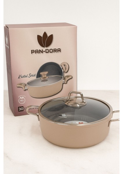Pan-Dora 30 cm Kristal Döküm Basık Pilav Tenceresi – Yapışmaz, Yanmaz