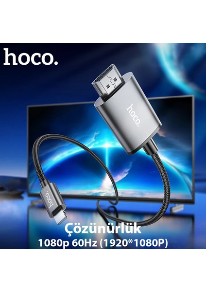 Hoco UA27 Lightning To HDMI Hdtv Dönüştürücü Adaptör (4k 30Hz) KABLO-(5775) - MBN5380-9945