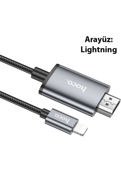 Hoco UA27 Lightning To HDMI Hdtv Dönüştürücü Adaptör (4k 30Hz) KABLO-(5775) - MBN5380-9945