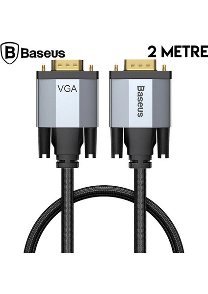 Baseus Enjoyment 1080P VGA To VGA Kablo Monitör Projeksiyon Kablosu 2METRE-(5775) - GMS6844-7186